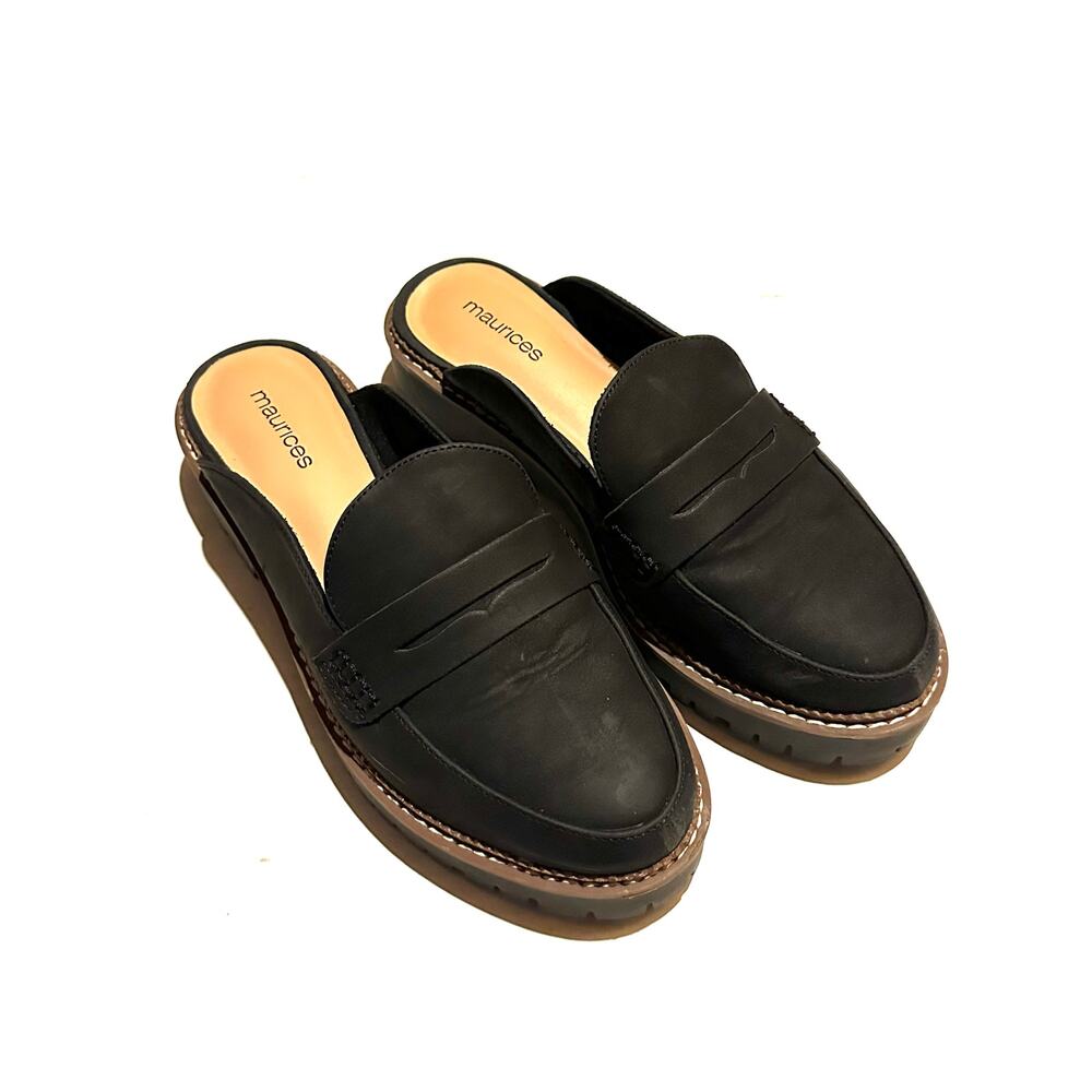 Maurices Black Clog Mule Loafers Women's 8 Slip On Preppy Career Office Shoes